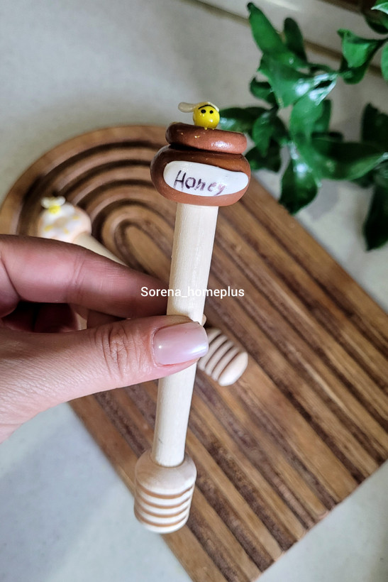 قاشق عسل خوری چوبی طرحدار