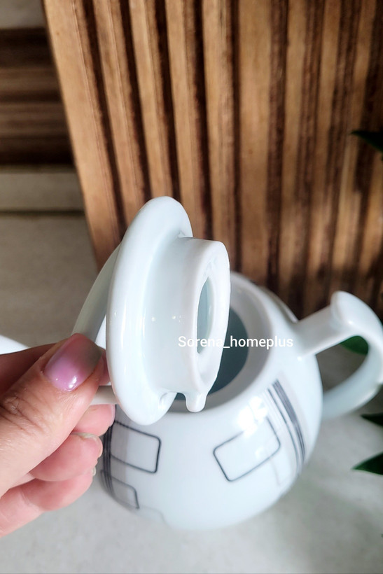 قوری چینی مینیمال طرح هندسی (طرح لوکس سفید)