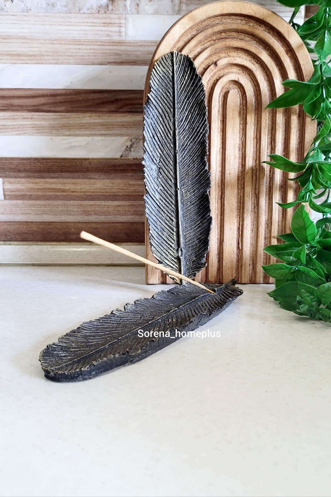 استند عود و بوخورسوز طرح برگ برنزی آنتیک (مخصوص عود دستی)