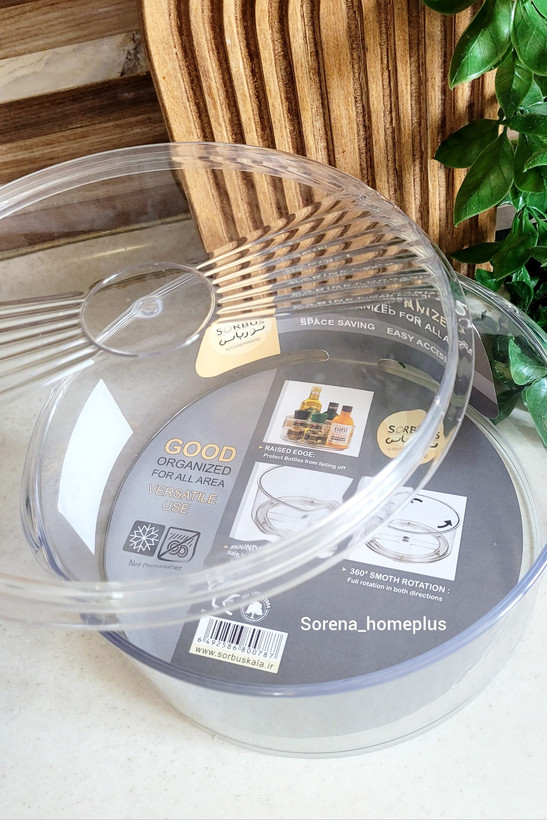 استند و ارگانایزر چرخان ۳۶۰ درجه سورباس (Sorbus) دربدار | نظمدهنده شفاف کابینت، یخچال و میز