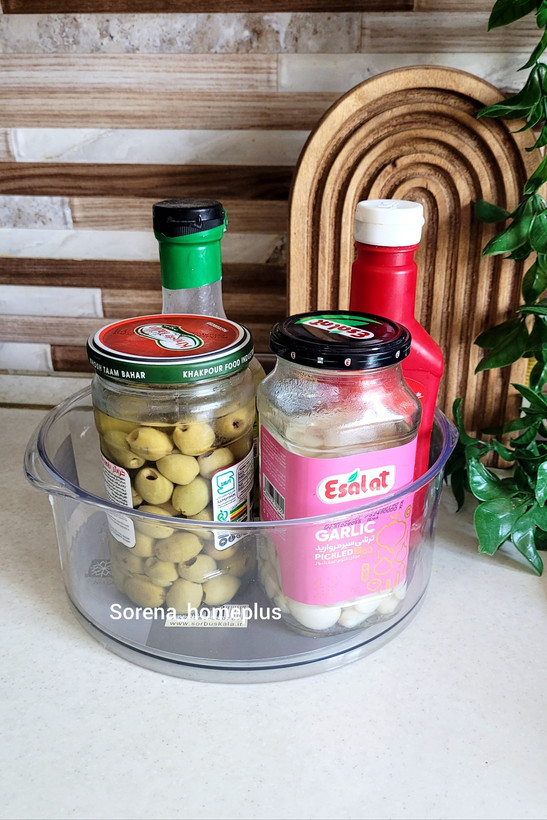 استند و ارگانایزر چرخان ۳۶۰ درجه سورباس (Sorbus) دربدار | نظمدهنده شفاف کابینت، یخچال و میز