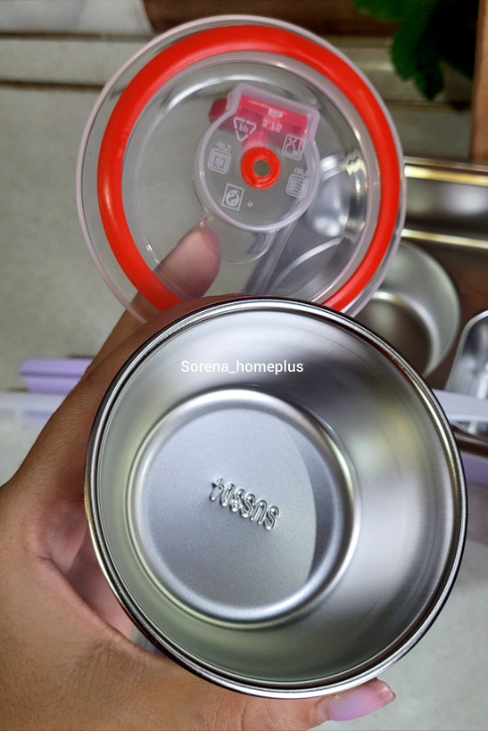لانچ باکس/ظرف غذا استیل ۲خانه همراه با ظرف خورشت ،واشردار ،طرح میوه